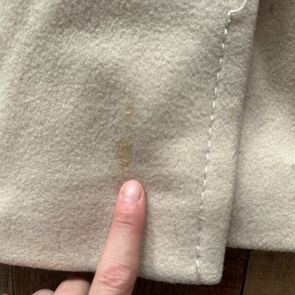 Vintage Mr. Fred Ivory Wool Blend Double-Breasted Coat With Faux Fur Collar Belt - Picture 4 of 9